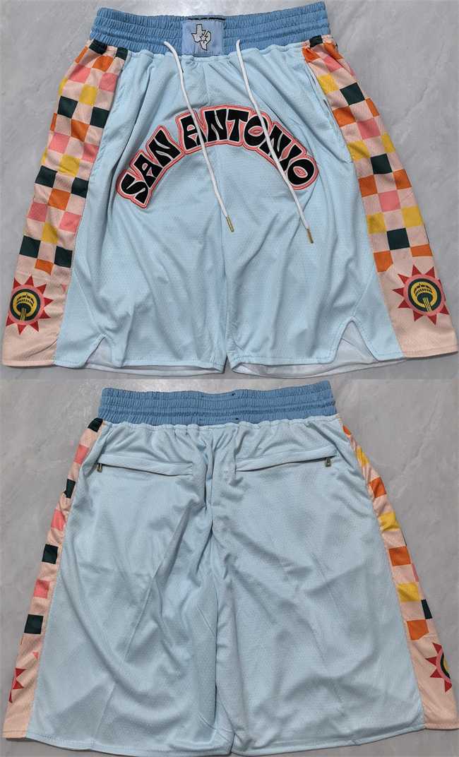 Mens San Antonio Spurs Light Blue City Edition Shorts (Run Small)